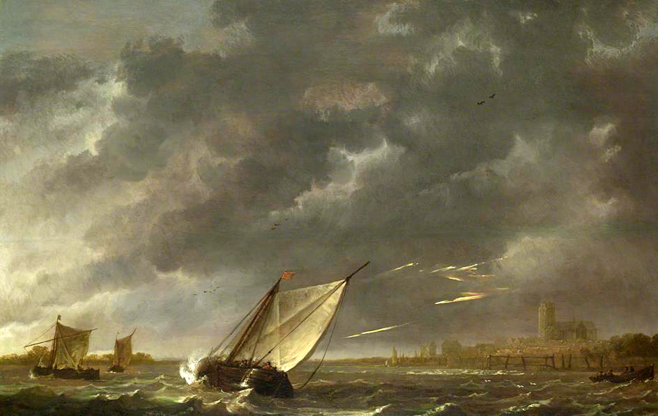 La Meuse à Dordrecht sous l'orage