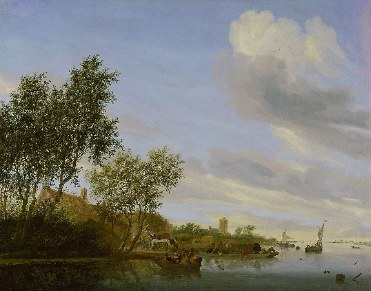 Paysage de rivière avec ferry-boat-1656