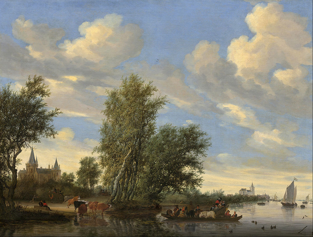 Paysage de rivière avec ferry-boat-1649