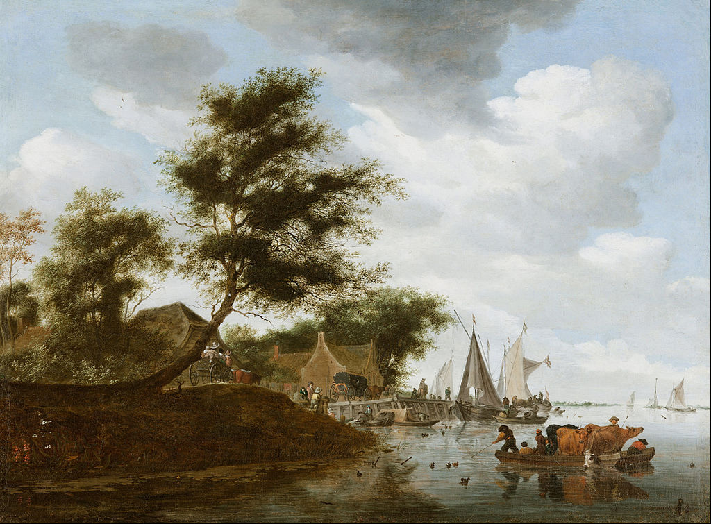 Paysage de rivière avec ferry-boat-1661