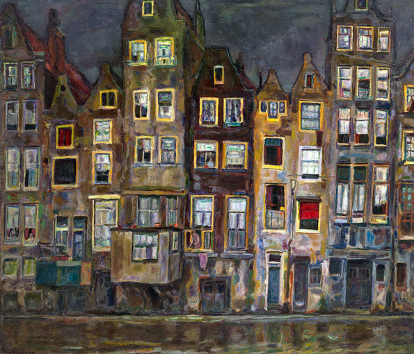 Houses at the Oudezijds Achterburhwal in Amsterdam