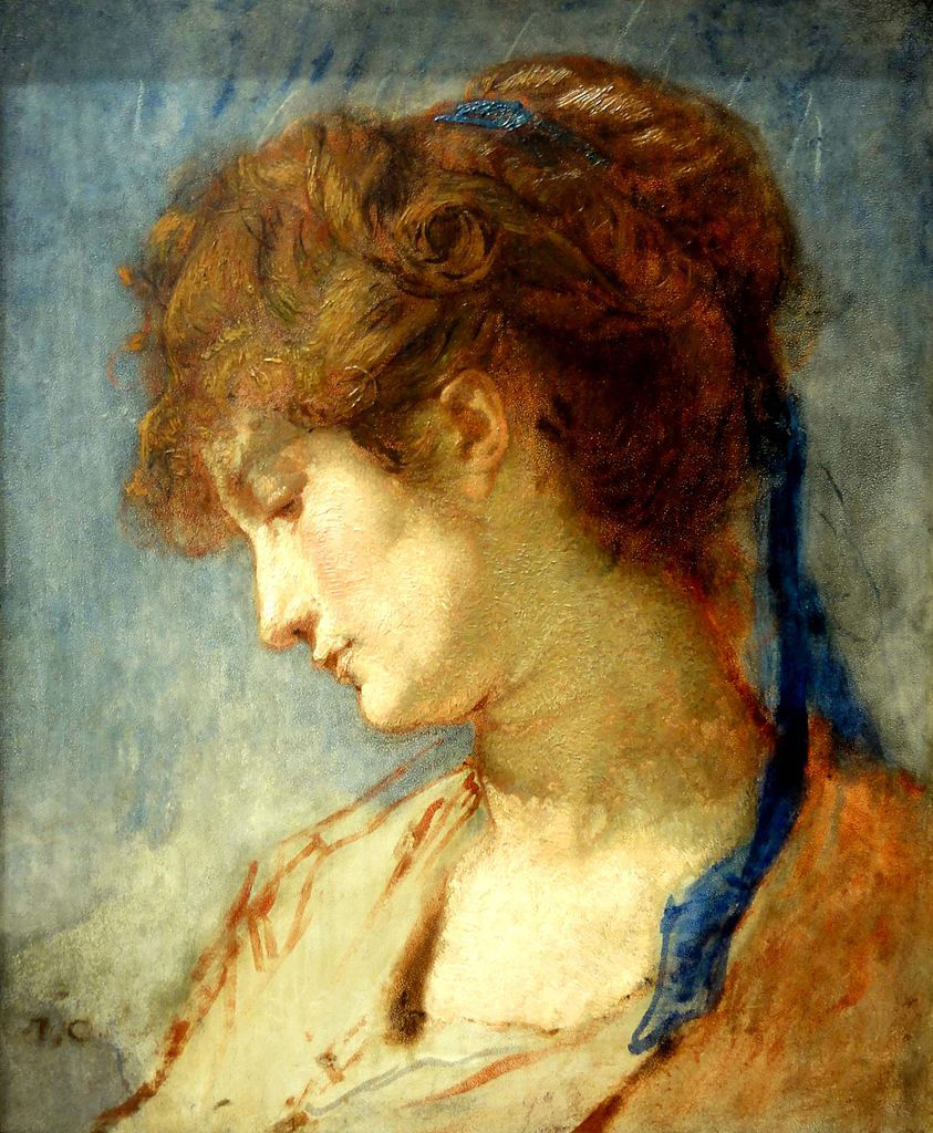 Portrait de femme au ruban bleu