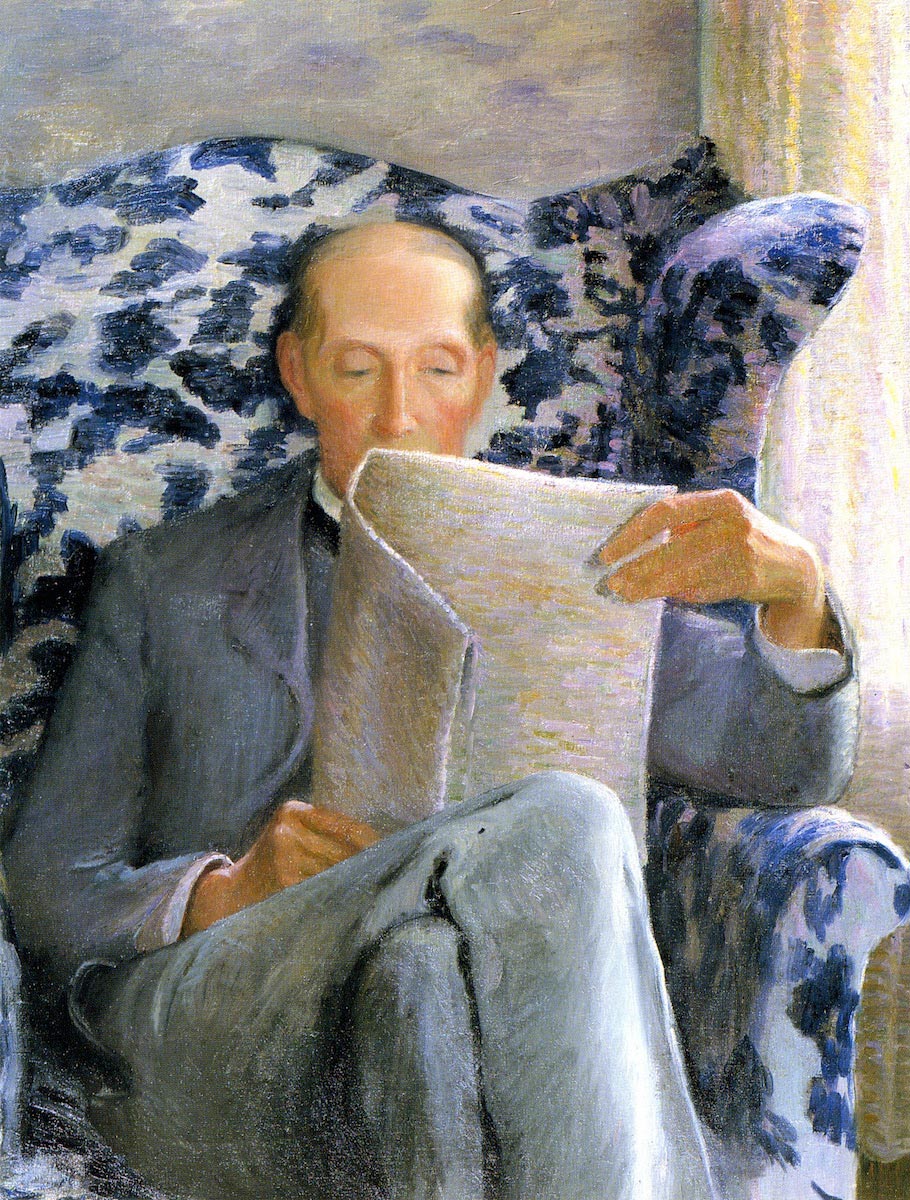 Thomas Sergeant Perry reading a newspaper