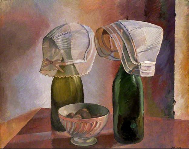Still life with bottles and Breton bonnets
